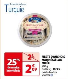 Micéli - Filets D'anchois Marinés À L'ail offre à 2,09€ sur Auchan Hypermarché
