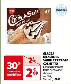 Cornetto - Glace A L'Italienne Vanille Et Cacao  offre à 2,09€ sur Auchan Hypermarché