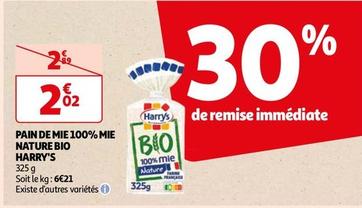 Harry's - Pain De Mie 100% Mie Nature Bio  offre à 2,02€ sur Auchan Hypermarché