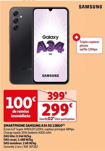 Samsung - Smartphone A34 5g 128go offre à 299€ sur Auchan Hypermarché