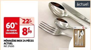 Actuel - Menagere Inox 24 Pieces  offre à 8,99€ sur Auchan Hypermarché