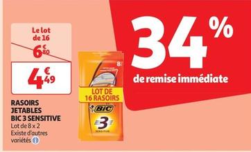 Bic - Rasoirs Jetables 3 Sensitive offre à 4,49€ sur Auchan Hypermarché