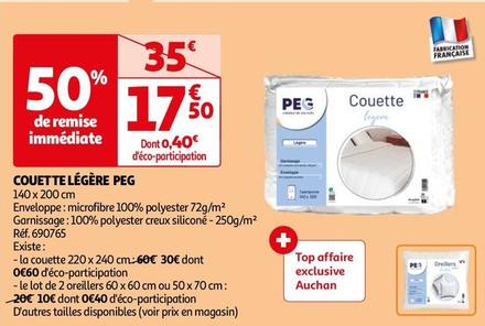Peg - Couette Legere  offre à 17,5€ sur Auchan Hypermarché
