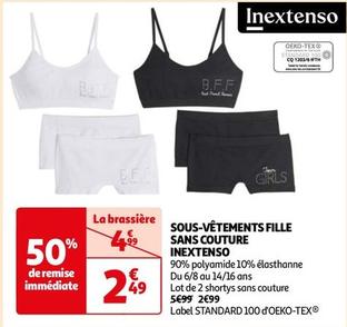 Inextenso - Sous-vêtements Fille Sans Couture offre à 2,49€ sur Auchan Hypermarché