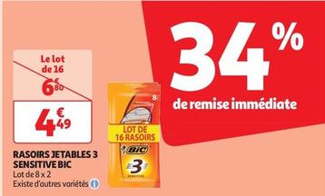 Bic - Rasoirs Jetables 3 Sensitive offre à 4,49€ sur Auchan Supermarché