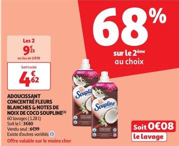 Soupline - Adoucissant Concentré Fleurs Blanches & Notes De Noix De Coco offre à 6,99€ sur Auchan Supermarché