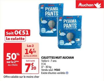 Auchan - Culottes Nuit offre à 9,6€ sur Auchan Supermarché