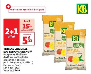 Kb - Terreau Universel Eco-Responsable offre à 7,99€ sur Auchan Supermarché