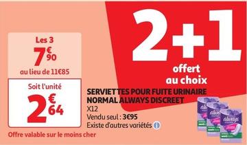 Always - Serviettes Pour Fuite Urinaire Normal offre à 2,64€ sur Auchan Supermarché