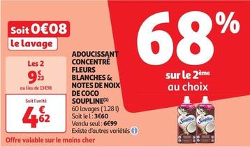 Soupline - Adoucissant Concentré Fleurs Blanches & Notes De Noix De Coco offre à 4,62€ sur Auchan Supermarché
