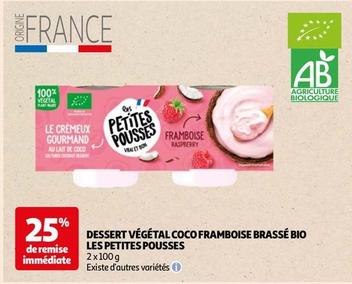 Les Petites Pousses - Dessert Vegetal Coco Framboise Brasse Bio  offre sur Auchan Hypermarché