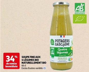 Potagers De Gascogne - Soupe Fine Aux 4 Légumes Bio Naturellement Bio offre sur Auchan Hypermarché