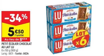 Lu - Petit Écolier Chocolat Au Lait offre à 5,5€ sur Leader Price