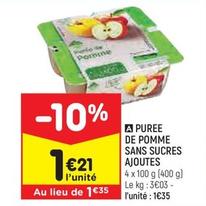 Ajoutes - Puree De Pomme Sans Sucres offre à 1,21€ sur Leader Price