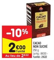 Leader Price - Cacao Non Sucré offre à 2€ sur Leader Price