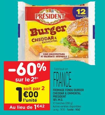 Président - Fromage Fondu Burger Cheddar & Emmental