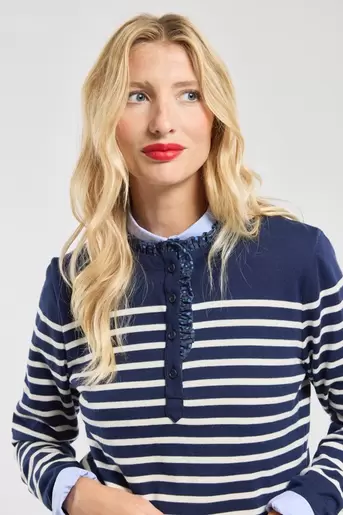 Breton shirt with leopard print neckline - rustic cotton offre à 99€ sur Armor Lux