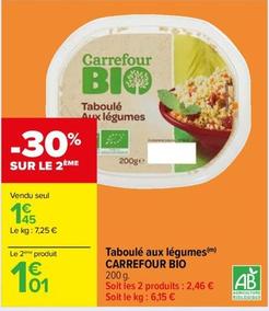 Carrefour - Bio Taboulé Aux Légumes offre à 1,45€ sur Carrefour