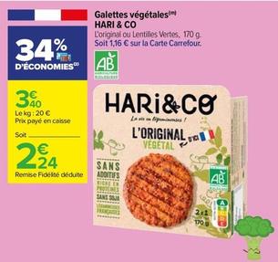 Hari & Co - Galettes Végétales offre à 2,24€ sur Carrefour