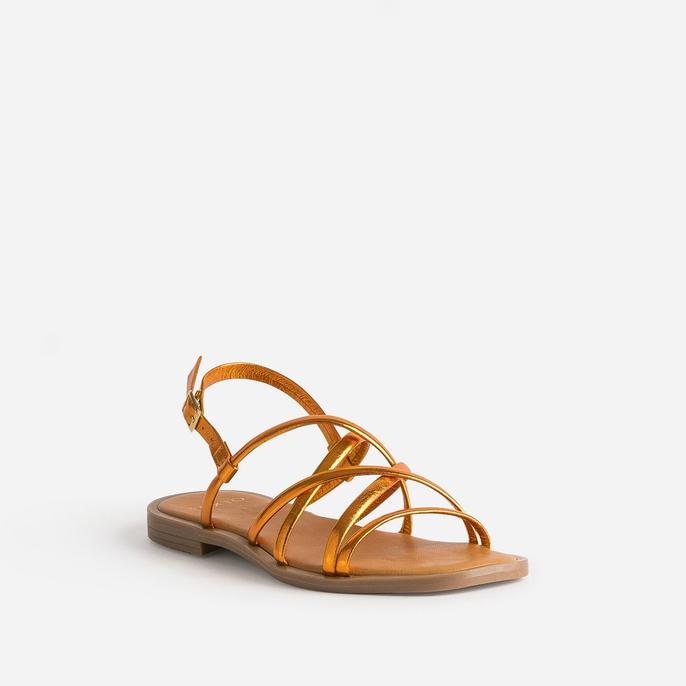 Sandale plate TEXTO orange métallisé