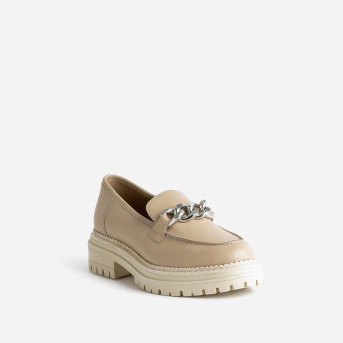 Mocassin TEXTO beige en cuir à semelle crantée