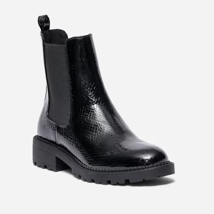 Chelsea boots TEXTO noir verni embossé effet python offre à 79,99€ sur Texto