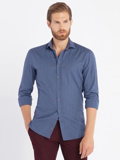 Chemise Herringbone en flanelle marine