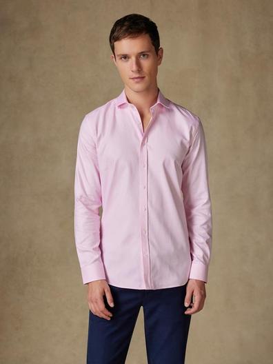 chemise cintrée rose en natté - grandes longueur de manches