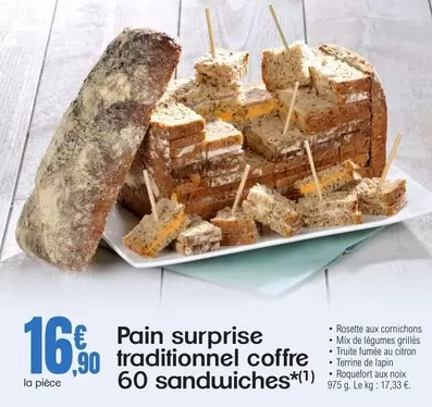 Pain Surprise Traditionnel Coffre 60 Sandwiches offre à 16,9€ sur E.Leclerc