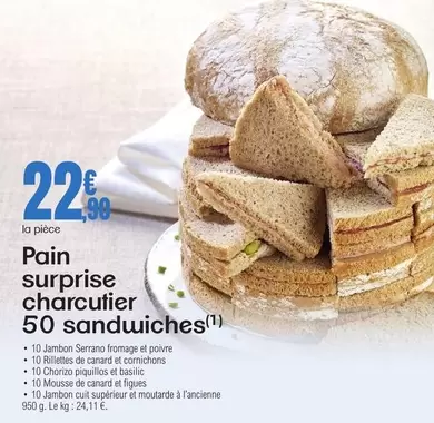 Pain Surprise Charcutier 50 Sandwiches offre à 22,9€ sur E.Leclerc