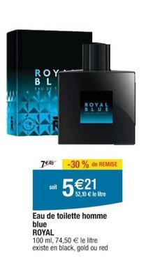 Royal Blue - Eau De Toilette Homme offre à 5,21€ sur Cora