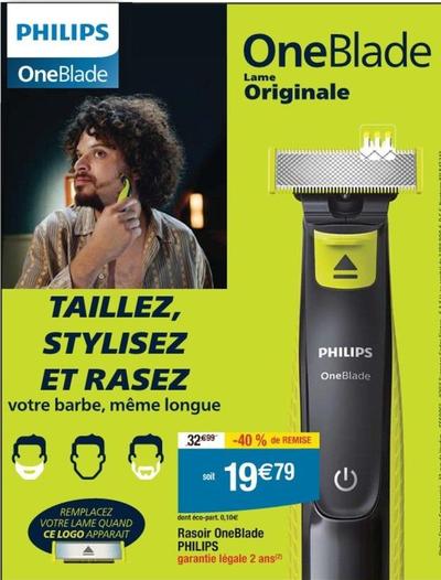 Philips - Rasoir OneBlade  offre à 19,79€ sur Cora