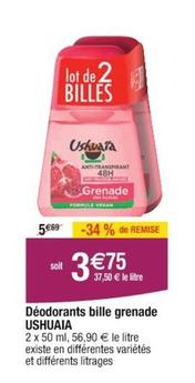 Ushuaia - Deodorants Bille Grenade  offre à 3,75€ sur Cora