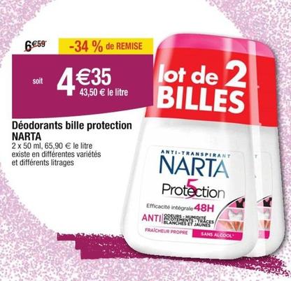 Narta - Deodorants Bille Protection  offre à 4,35€ sur Cora