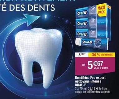 Oral B - Dentifrice Pro Expert Nettoyage Intense offre à 5,67€ sur Cora