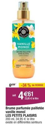 Les Petits Plaisirs - Brume Parfumee Pailletee Vanille Monoi  offre à 4,61€ sur Cora