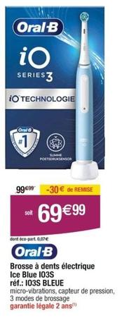 Oral-b - Brosse À Dents Électrique Ice Blue 103S 103S Bleue offre à 69,99€ sur Cora