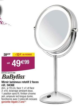 Babyliss - Miroir Lumineux Rotatif 2 Faces 9436E offre à 49,99€ sur Cora