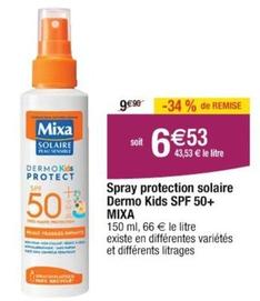 Mixa - Spray Protection Solaire Dermo Kids SPF 50+ offre à 6,53€ sur Cora