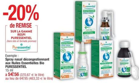 Puressentiel - Spray Nasal Decongestionnant Aux Huiles Essentielles Bio  offre à 3,25€ sur Cora