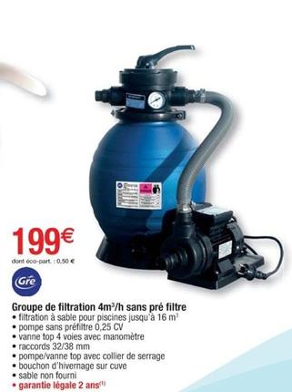 Gre Pool - Groupe De Filtration 4M³/H Sans Pré Filtre offre à 199€ sur Cora