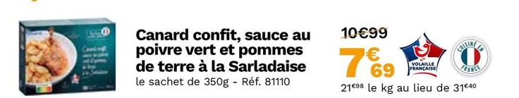 Canard Confit,Sauce Au Poivre Vert Et Pommes De Terre A La Saladaise  offre à 7,69€ sur Picard