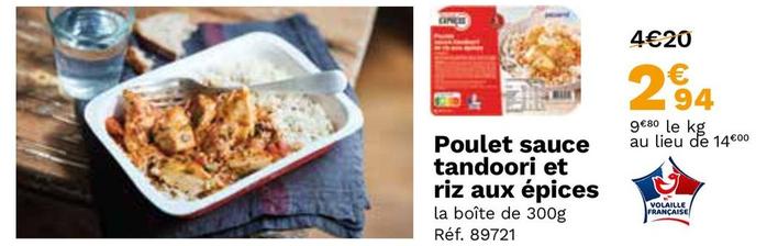 Poulet Sauce Tandoori Et Riz Aux Epices  offre à 2,94€ sur Picard