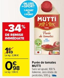 Mutti - Purée De Tomates  offre à 0,98€ sur Carrefour Market