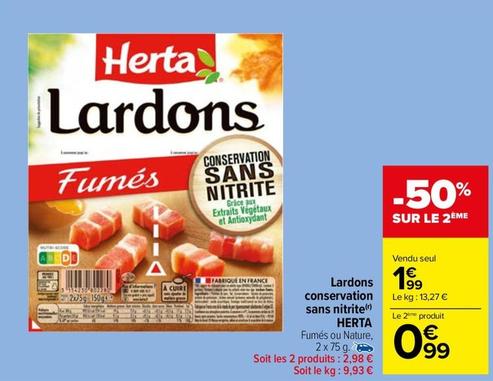 Herta - Lardons Conservation Sans Nitrite offre à 1,99€ sur Carrefour Market