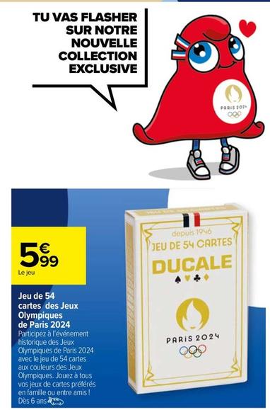 Jeu De 54 Cartes Des Jeux Olympiques De Paris 2024 offre à 5,99€ sur Carrefour Market