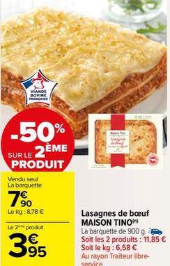 Maison Tino - Lasagnes De Bœuf  offre à 7,9€ sur Carrefour Market