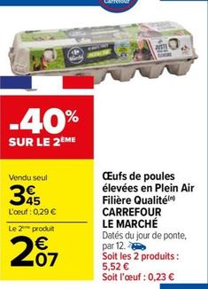 Carrefour - Œufs De Poules Élevées En Plein Air Filière Qualité Le Marché offre à 3,45€ sur Carrefour Market