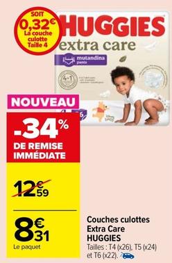 Huggies - Couches Culottes Extra Care  offre à 8,31€ sur Carrefour Market