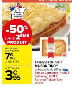 Maison Tino - Lasagnes De Boeuf  offre à 7,9€ sur Carrefour Market